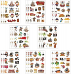 Cxnxfd 24 lapų piratų lipdukai vaikams, piratų lipdukai, "pasidaryk pats" piratų scrapbooking lipdukai, 8 skirtingi dizainai vaikų gimtadieniui, gimtadienio vakarėliui, rankdarbiams, apdovanojimams