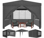 Sodo paviljonas 3x3 m su 4 sienelėmis, langais ir UV50 apsauga, pilkas
