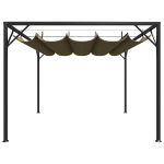 Sodo pavėsinė su įtraukiamu stogu, taupe spalvos, 3x3m, 180g/m&sup2; CFE22989