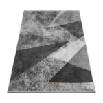 Kilimas pilkas 300x200 cm geometrinis trikampiai auksinis juodas &scaron;iuolaiki&scaron;kas mozaika