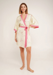 Moteri&scaron;kas &scaron;ilkinis kimono stiliaus chalatas SAKURA 7224/050 Giulia, spalva light yellow
