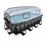 Karkasinis baseinas su smėlio filtru, stogeliu ir &scaron;ilumos siurbliu Exit Leather 400x200x122 cm, juodas