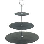 Serviravimo stovas Excellent Houseware, 3 auk&scaron;tų, skalūnas, 30 cm, juodas