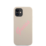 Guess Silicone Vintage Pink Script Cover, skirtas iPhone 12 mini 5.4, pilkas
