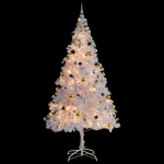 Dirbtinė Kalėdų eglutė su žaisliukais ir LED, 210 cm, balta