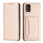 Hurtel Magnet Card Case skirtas Samsung Galaxy A12 5G, rožinis