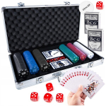 Pokerio žaidimo rinkinys lagamine Texas, 300 žetonų