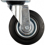 Ratukas vežimėliui d-125mm, 100kg, guminis, juodas, pasukamas Vorel (87313)