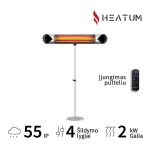 Infraraudonųjų spindulių &scaron;ildytuvas Heatum H2000R CORE SILVER su vienkoju stovu