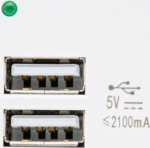 Sieninis įkroviklis su 2 Usb lizdais 5v 2.1a