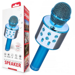 Karaoke mikrofonas su bluetooth garsiakalbiu, mėlynas