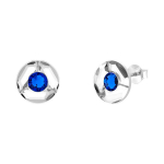 Sidabriniai auskarai moterims DiamondSky &bdquo;Astra (Capri Blue)&ldquo; su Swarovski kristalais DS02A654