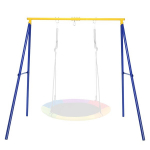 Costway Tvirtas metalinis sūpynių rėmas A formos sodo sūpynių rėmas 194 x 184 x 180 cm mėlyna + geltona