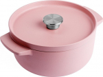 Kitchenaid apvalus ketaus puodas su dangčiu, 3,3 l., rožinis