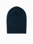 Vyri&scaron;ka žieminė kepurė i&scaron; medvilninio trikotažo - tamsiai mėlynos spalvos, navy blue