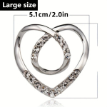 &Scaron;irdelės Formos Kabės Segė Su Kri&scaron;tolu, Didelis &ndash; Sidabrinis