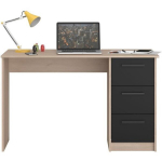 PARISOT Biuras teisė 3 stalčiai - ąžuolo/juodas dekoras - L 121,4 x P 55 x H 74.5 cm - ESENCIALUS