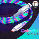 USB C tipo greito įkrovimo laidas, 5A įkroviklis duomenų kabelis 100 cm,  &Scaron;vytintis įvairiaspalvis