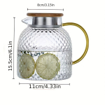 Borosilikatinis stiklinis ąsotis su dangčiu, 1200 ml