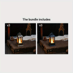 Tradicinė LED žibintų žvakidė, Kalėdų dekoracija., Bronzinė*3 + Juoda*3