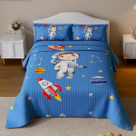 Vaiki&scaron;kas dygsniuotas antklodės užvalkalų komplektas Astronautas, 203,2*228,6cm/50,8*71,12cm