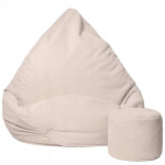 Sėdmai&scaron;is su pufu Mega Dot Velour XL, 90x120 cm, &scaron;viesios smėlio spalvos