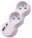Elektros srovės skirstytuvas su 2 lizdais 2x2P+Z + A ir C tipo USB 2.4A baltas