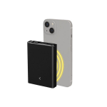 Atsarginis maitinimo &scaron;altinis ("Power Bank") Ksix Mini litio polimerų 10 000 mAh 10 W Powerbank su USB-A į USB-C kabeliu, įtrauktu į krovimą, juodas (MagSafe, 10 000 mAh)