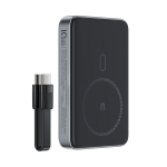 Atsarginis maitinimo &scaron;altinis ("Power Bank") Magnetinis powerbankas 10000mAh su indukciniu įkrovimu, 2x USB-C PD 30W, juodas