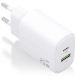 Kroviklis - AISENS - A110-0911 - 25W - 1xUSB-C PD3.0 - 1xUSB-A QC3.0 - Baltas