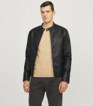 JACK & JONES vyri&scaron;ka dirbtinės odos striukė 12264054*01, juoda
