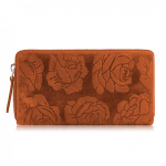 Oranžinė moteri&scaron;ka odinė piniginė su RFID gėlėmis Paolo Peruzzi T-115-HOR