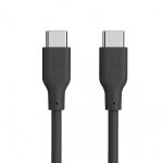 Evelatus Ultra-Mink&scaron;ti Silikoniniai USB-C į USB-C Kabelis 1.2M 60W Greitas Įkrovimas Juodas