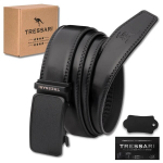 TRESSARI vyri&scaron;kas juodas diržas, 115cm, automatinė sagtis, natūrali oda, prie kelnių
