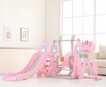 Vaiki&scaron;ka čiuožykla su sūpynėmis, krep&scaron;inio lanku ir futbolo vartais inSPORTline Multino 5-in-1 - Rožinė