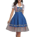 Moterų &bdquo;Oktoberfest&ldquo; Kostiumai Suaugusiems &bdquo;Dirndl&ldquo; Vokiečių Tradicinio Bavari&scaron;ko Alaus Karnavalas Kun., Blue_XXL