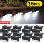 LED saulės pakraunamų &scaron;viestuvų 16 vnt. rinkinys su prieblandos jutikliu, black