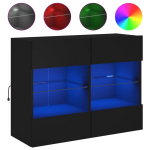 Sieninė Televizoriaus spintelė，TV spintelė，TV staliukas su LED lemputėmis, juoda, 78,5x30x60,5cm CFE297691