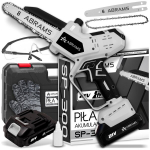 Akumuliatorinis grandininis pjūklas 6/8", 2x 21V, akumuliatoriai, 1000 W automatinis tepimas, su lagaminu