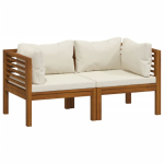 Dvivietė sodo sofa，Lauko sofa su kreminėmis pagalvėlėmis, akacijos masyvas CFE15202