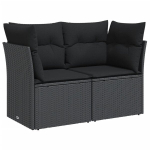 Dvivietė sodo sofa，Lauko sofa su pagalvėlėmis, juodos spalvos, poliratanas CFE58370