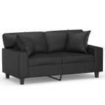 Dvivietė sofa，Poilsio sofa su pagalvėlėmis, juoda, 120cm, dirbtinė oda CFE79449