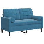 Dvivietė sofa，Poilsio sofa su pagalvėlėmis, mėlynos spalvos, 120cm, aksomas CFE98062