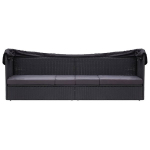 Lauko sofa-lova，Poilsio sofa su stogeliu, juodos spalvos, poliratanas CFE60934