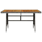 Sodo stalas，Lauko stalas, pilkas, 130x70x72cm, poliratanas ir akacija CFE459316