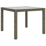 Sodo stalas，Lauko stalas, pilkas, 90x90x75cm, grūdintas stiklas/poliratanas CFE567583