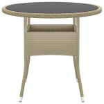 Sodo stalas，Lauko stalas, smėlio, 80x75cm, grūdintas stiklas/poliratanas CFE683636