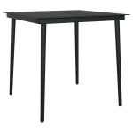 Sodo valgomojo stalas，Lauko stalas, juodas, 80x80x74cm, plienas ir stiklas CFE859596