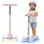 Triratė balansinė vaiki&scaron;ka paspirtukas HyperMotion BECKY &ndash; RGB LED ap&scaron;vietimas, rožinė