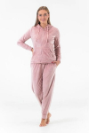 GAUBERT 2601 Dusty Pink &ndash; moteri&scaron;kas veliūrinis namų kostiumas, lounge komplektas, sportinis kostiumas, kelnės ir palaidinė, patogus, stilingas ir prabangus
